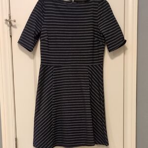 Banana Republic Navy and Gray Striped  Dress